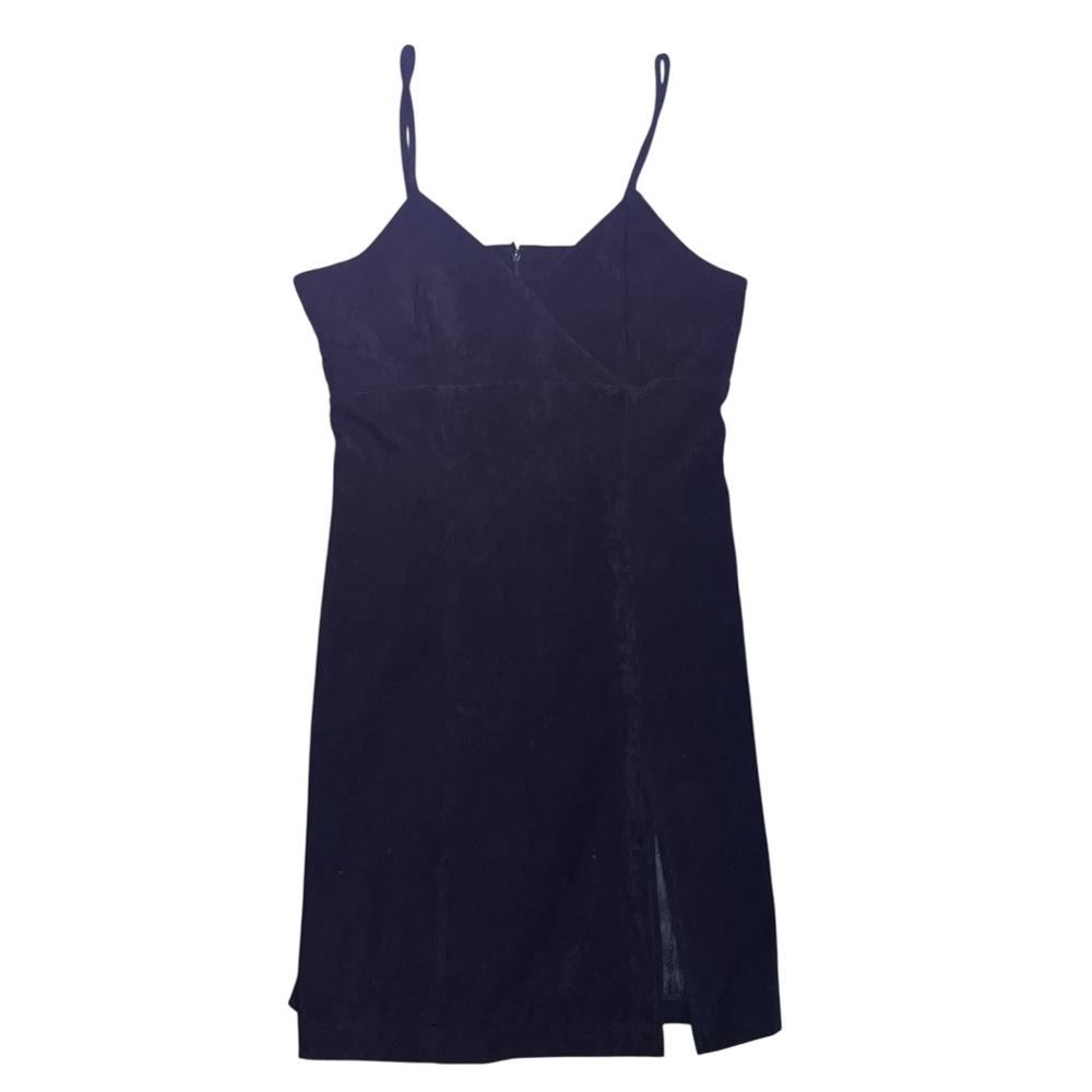 Vintage No Boundaries Y2K babydoll mini dress black velvet size 5 split grunge
